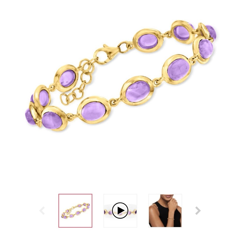 16.00 ct. t.w. Amethyst Bracelet in 18kt Gold Over Sterling. 7"